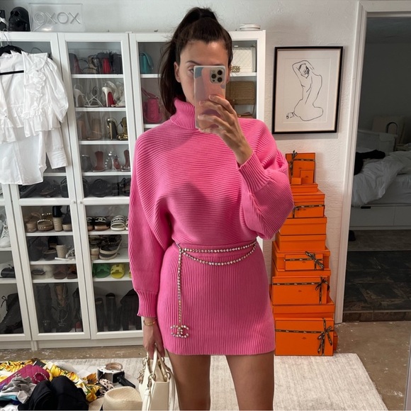 🦋 Bloggers Favorite 🦋 NEW ZARA PINK HIGH NECK KNIT SWEATER SZ M REF. 5536/123 - Picture 12 of 13